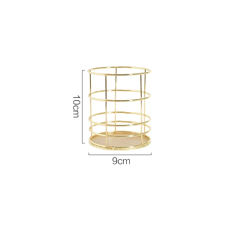 Скандинавская корзина для хранения из розового золота и металлической проволоки для офисного рабочего стола, держатель для кистей для макияжа, настольный органайзер для косметики, железная корзина - Цвет: 4