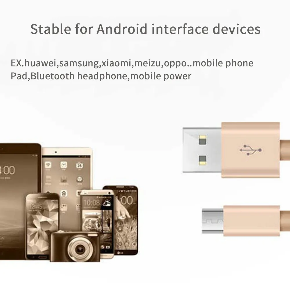 ELFMIC مايكرو تمديدات كابلات usb 2.4A سريع مزامنة بيانات كابل شحن سامسونج هواوي Xiaomi LG Andriod الهاتف المحمول الكابلات