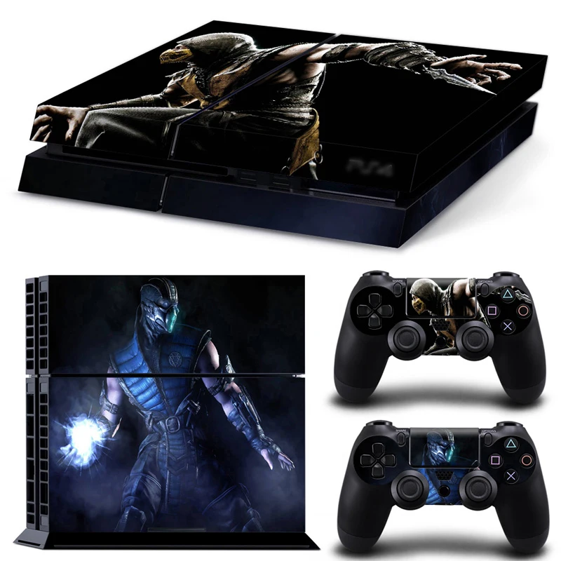 Череп &amp Co. Новый Mortal Kombat Х Наклейку Кожи Для Sony PS4 PlayStation 4 Консоли И 2 ШТ. Deacl Скины