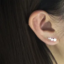 10 пар Нержавеющая сталь серебро розовое золото Цвет блестящие четыре звезды линия Серьги BFF ювелирные изделия Шарм Для женщин уха шпильки Bijoux