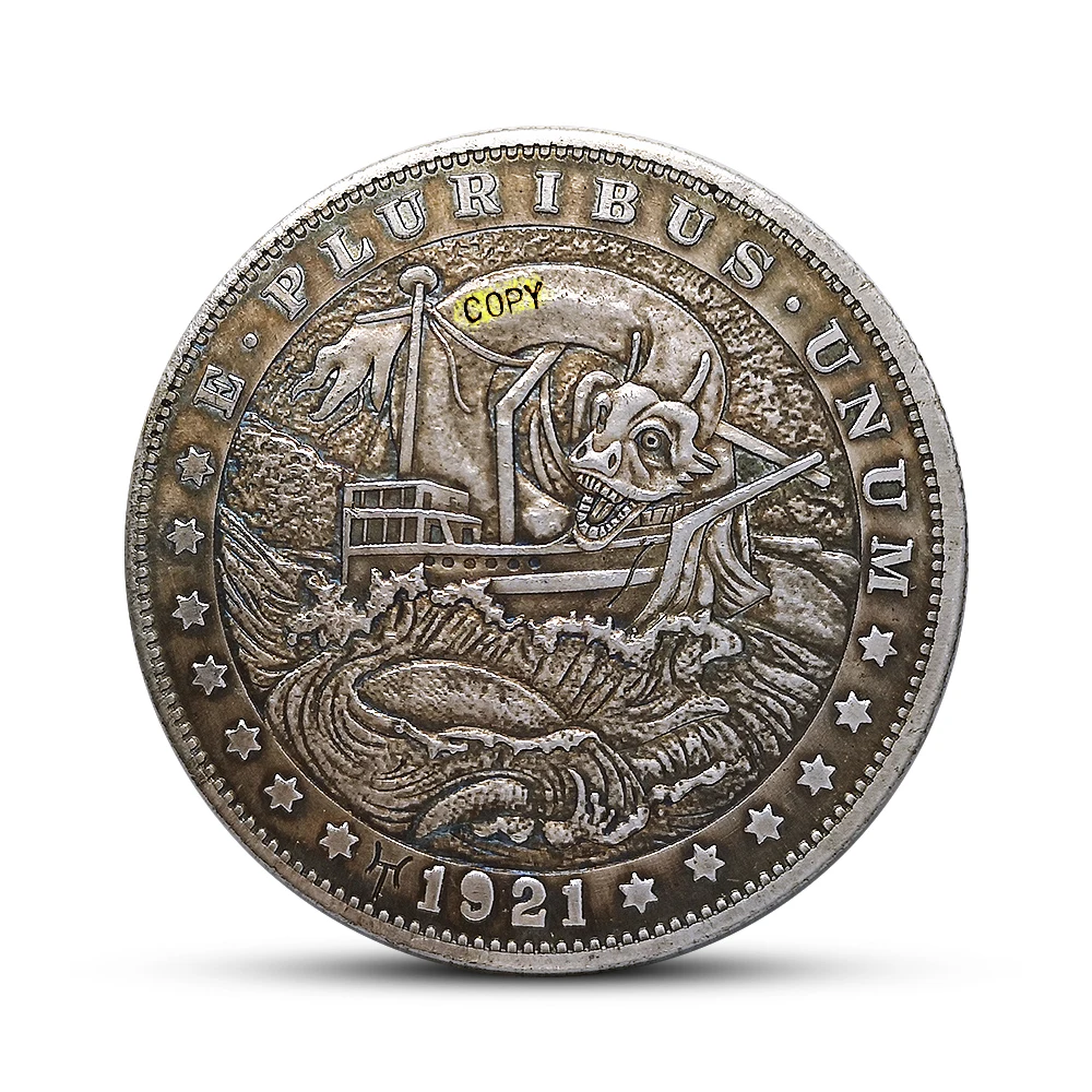 US Wave Sea Monster 1921 монеты Хобо Liberty Коллекционные сувениры Посеребренная