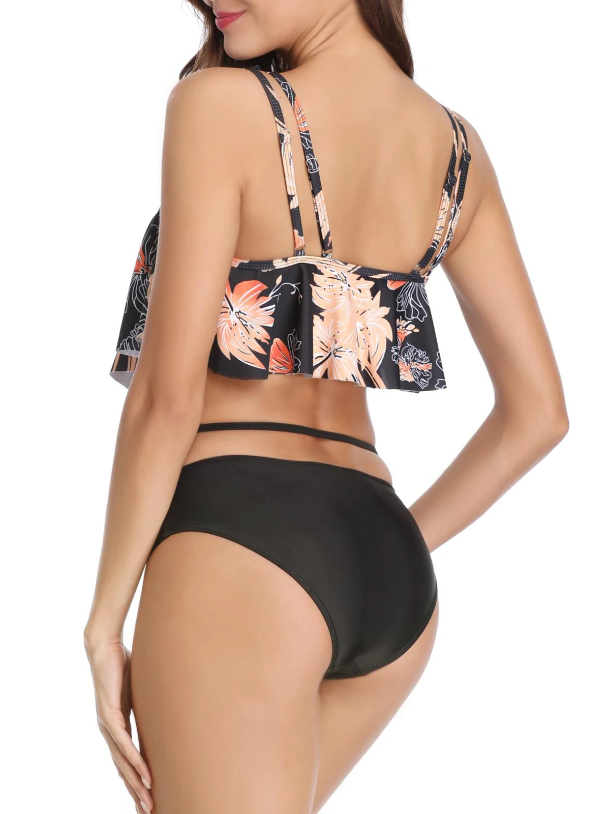Zando купальники танкини женский из двух частей сексуальный с открытой спиной Холтер Цветочный Печатный купальный костюм для женщин Средняя Талия бикини