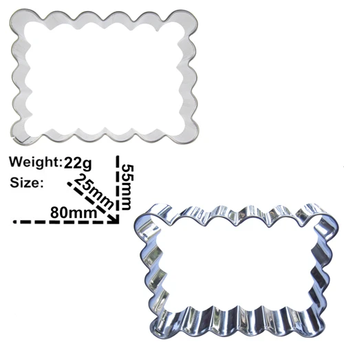 Кирпичи украшения торта помадка резаки инструменты, волновой формы небольшой прямоугольник торт печенье формы для выпечки, прямые продажи - Цвет: 80mm x 55mm