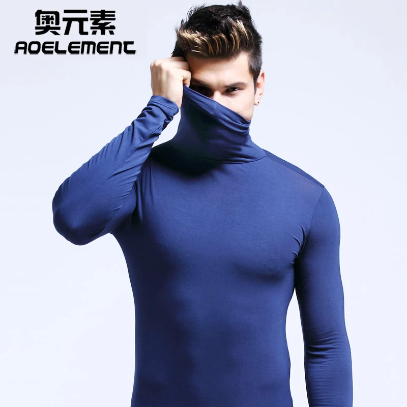 Modal men's high collar lapel underwear long-sleeved bottoming shirt autumn and winter shirt long john men thermal mens bottoms
