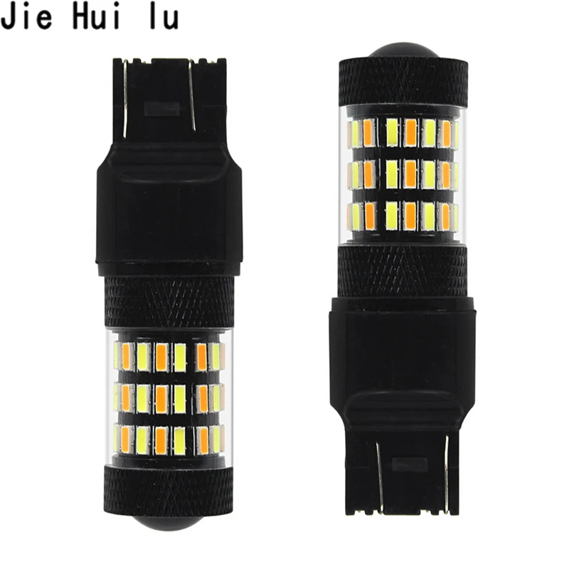 2 шт. 1157 3157 7443 4014 60 SMD Янтарный/белый 60LED 12В 600лм 3 6 Вт светильник с поворотным