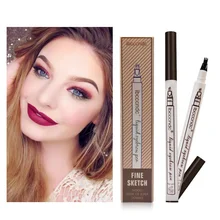 Тонкий эскиз жидкая подводка для бровей карандаш водонепроницаемая ручка для татуажа бровей 3 головы в форме вилки дизайн Незаменимый для девушек женщин Макияж