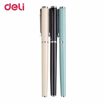 

Deli 1pcs school supplies Fountain Pen for students writing Fountain pen business Stationery 2017 new metal ink pen kids gifts
