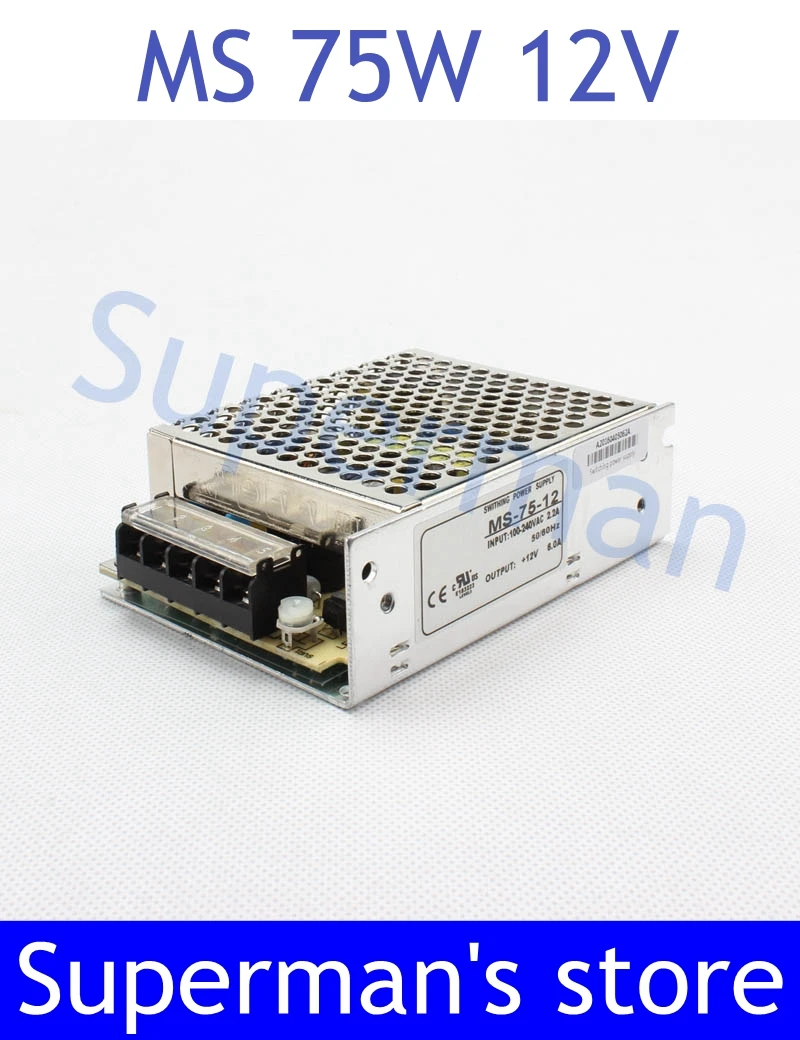 

Top Quality power supply 75w 12V power suply unit 75w 12v mini size din led ac dc converter ms-75-12