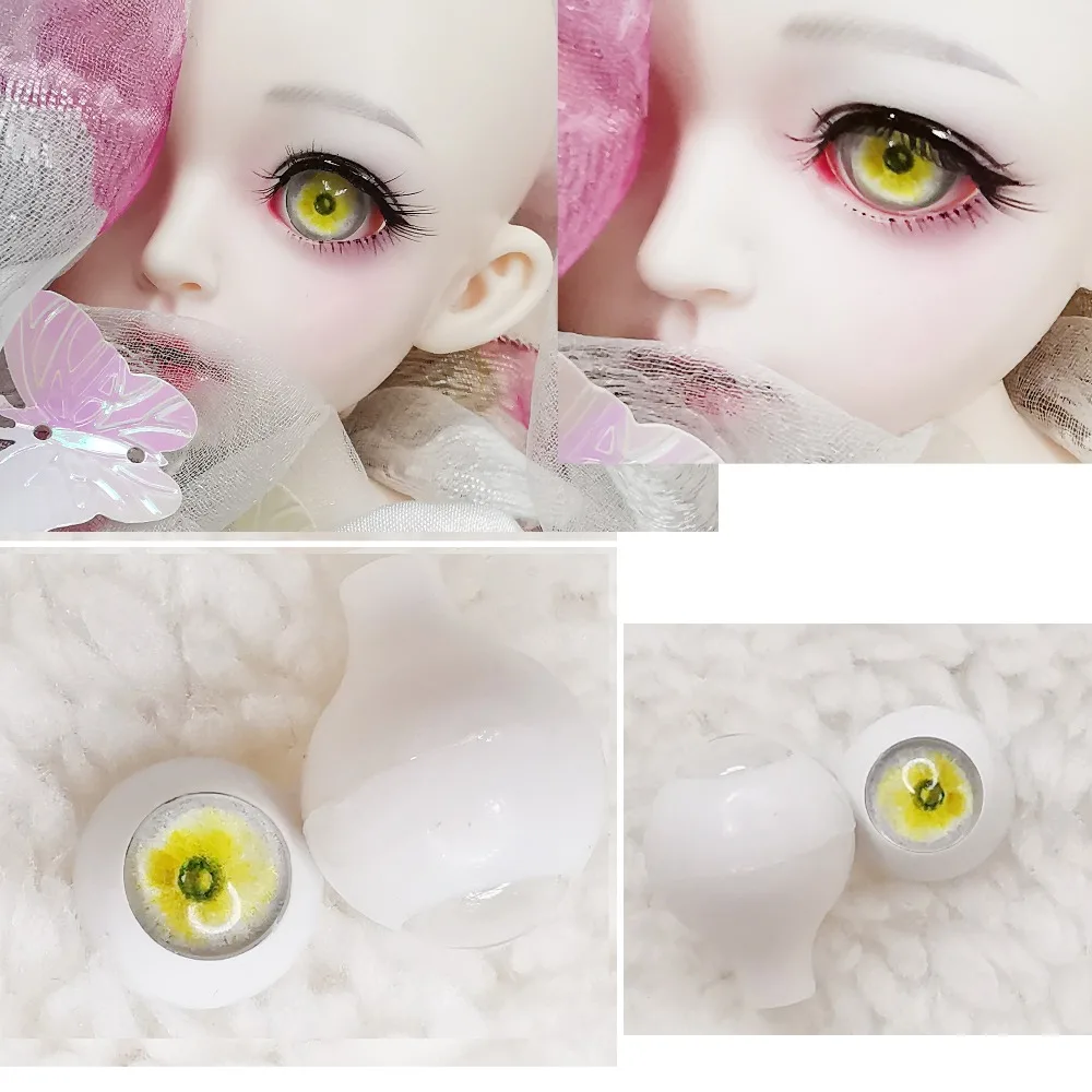 Bjd глаз brinquedo 16 мм 18 мм 14 мм принт bjd глаз желтый цвет куклы глаза для BJD куклы игрушки sd глазного яблока для 1/3 1/4 1/6 пластиковые глаза