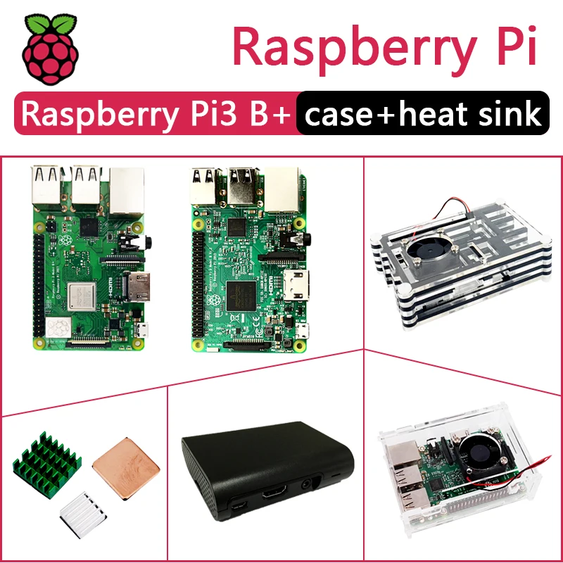 En Stock nuevo Raspberry PI 3 modelo B, modelo B +/B/paquete incluye Raspberry Pi 3 Modelo B/B PLUS caso y disipador de calor - 1