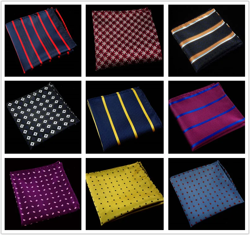

Fashion Polysester Silk Hanky Paisley Business Men Plaid Pocket Square Wedding Party Handkerchieves for Men Suit Handkerchief