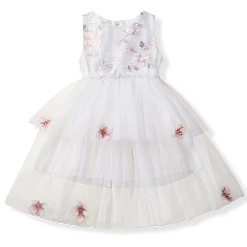 Платья для малышек детская одежда с цветочным мотивом для девочек; шифоновое бальное платье с кружевом и вышивкой платье на крестины для девочек многослойная Пышная юбка одежда Smash - Цвет: As Picture