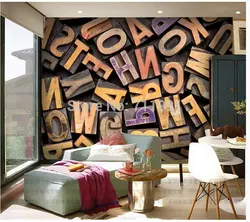 Пользовательские Ретро обоев, объемные буквы fresco для гостиной КТВ Детская комната фон стены декоративной бумаги
