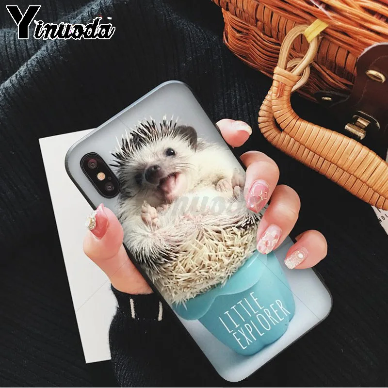 Yinuoda Ежик милый в Teacup Животное Искусство ТПУ Мягкий силиконовый чехол для