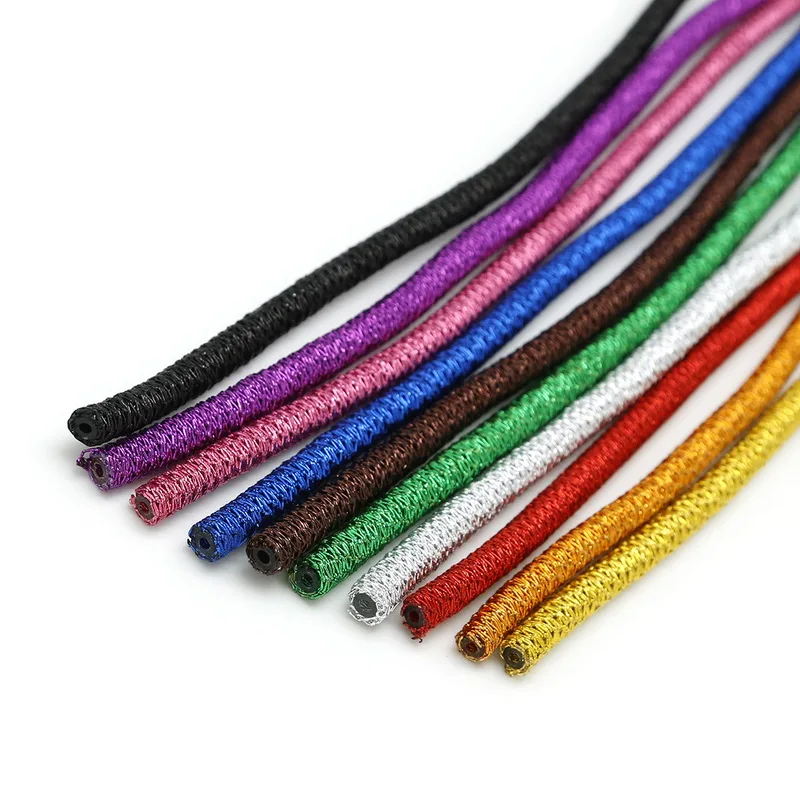

NC Metallic Color 3pcs/Lot (Roughness 8mm Length 45cm) Silk Jewelry cord with Hollow Rubber for Necklace Bracelet Making