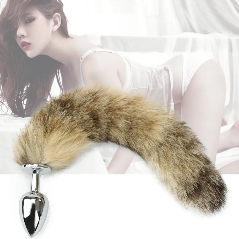 North Fox tail anal plug metal Medium font b sex b font toys for couples toys