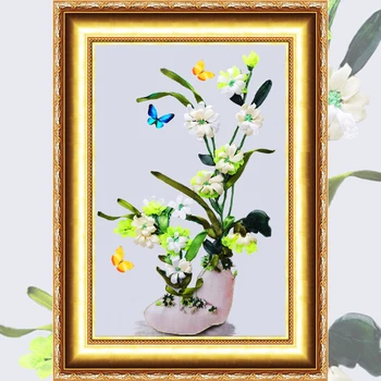 

Needlework DIY Ribbon Cross stitch Sets for Embroidery kit Ribbon Flower Cross Stitch Handwork Swing Craft Home Decor C-0300