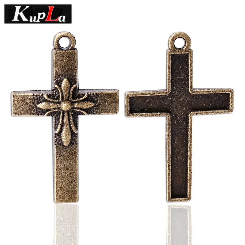 Kupla Vintage Metal Brass Cross Charms Retro Religious Crosses Charms
