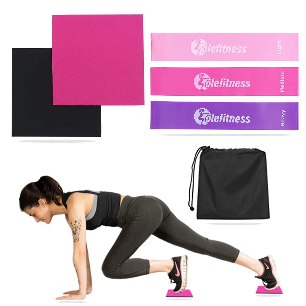 

Neoprene Gliding Disc with Natural Latex 12" Resistance Bands Set Loops Fitness Home Gym Accessories Abdominal Muscle Trainer