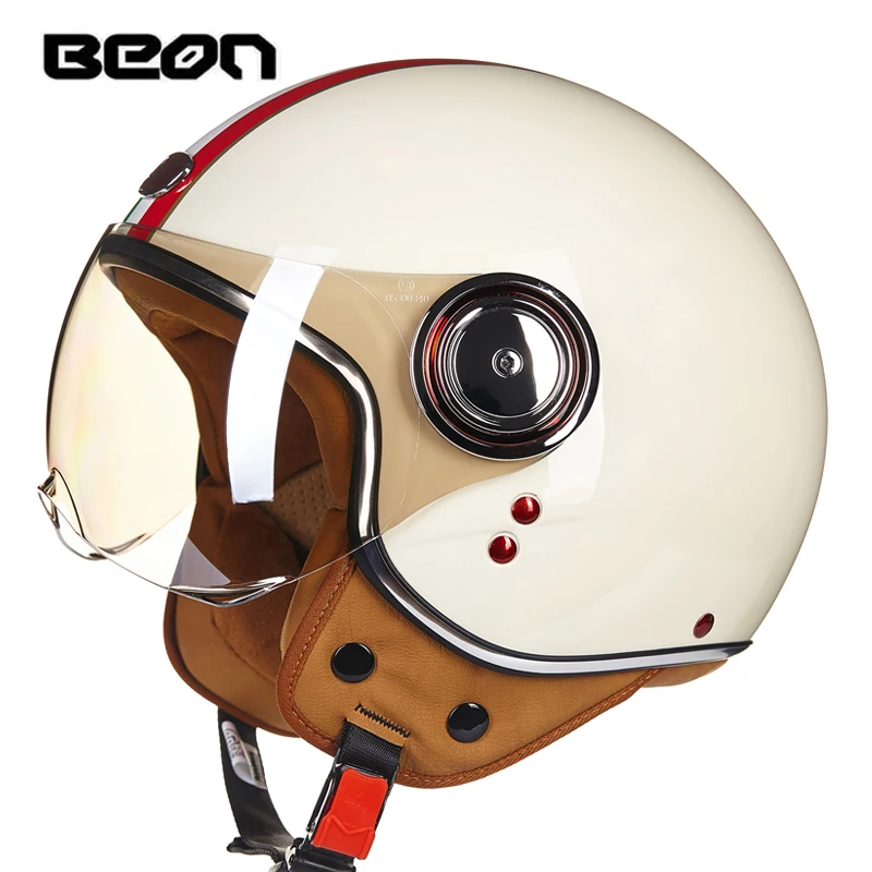 BEON мотоциклетный шлем Chopper 3/4 с открытым лицом винтажный шлем Moto Casque Casco Capacete для мужчин и женщин скутер мотоциклетный шлем - Цвет: 19