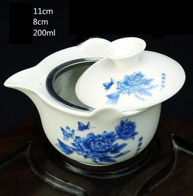 Чайный сервиз Gaiwan из костяного фарфора, чайная чашка Dehua, фарфоровая чайная чашка, чайный сервиз высокого качества для путешествий, чайник с фильтром