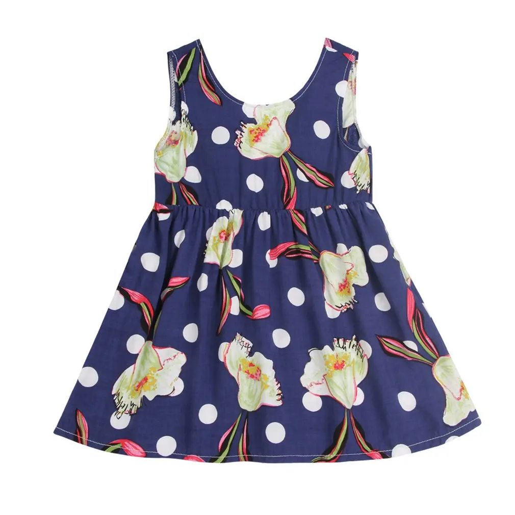 2018 Summer Kids Girls Dresses Outfits Sleeveless Dress Floral Print ...