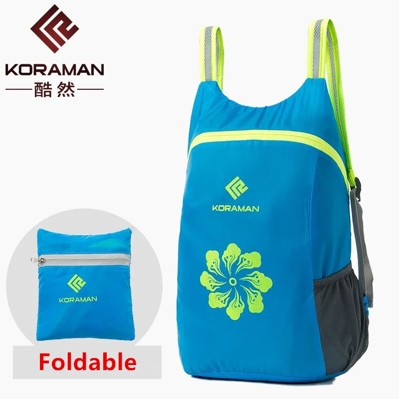 

KORAMAN Super Lightweight Waterproof 18L Polyester Solid Color Bag Foldable Unisex Backpack Outdoor Climbing Bag