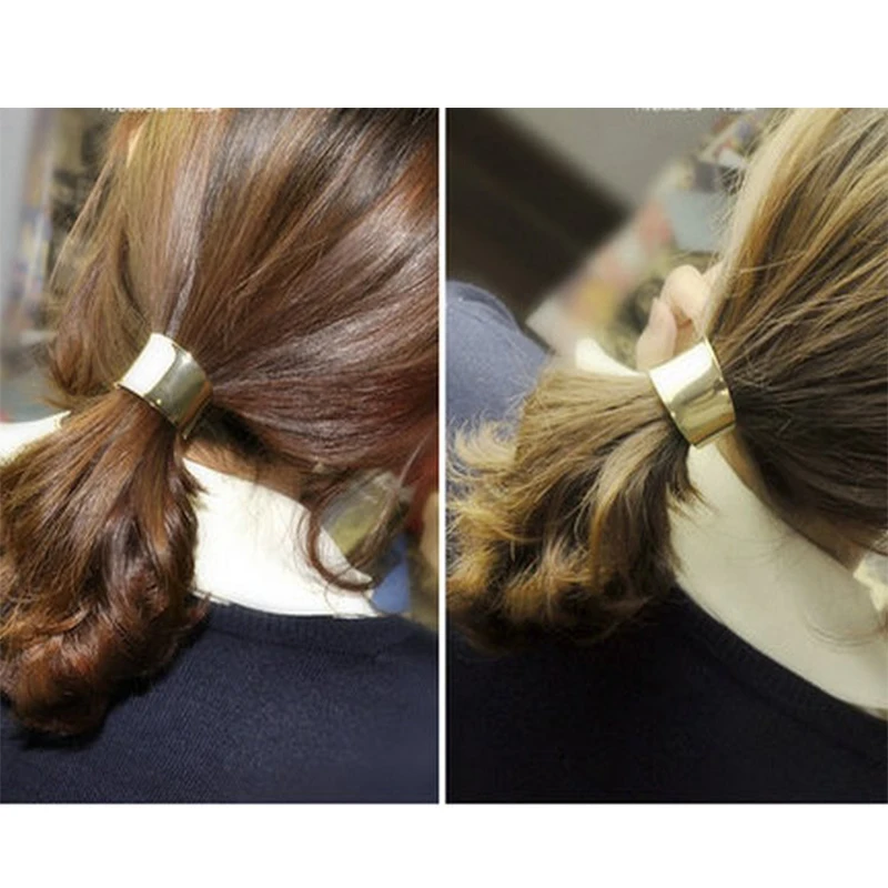 

Fashion Punk Women Gum For Hair Accessories With Metal Steel Ring Korean Simple Elastic Hair Bands For Girls Rock Style