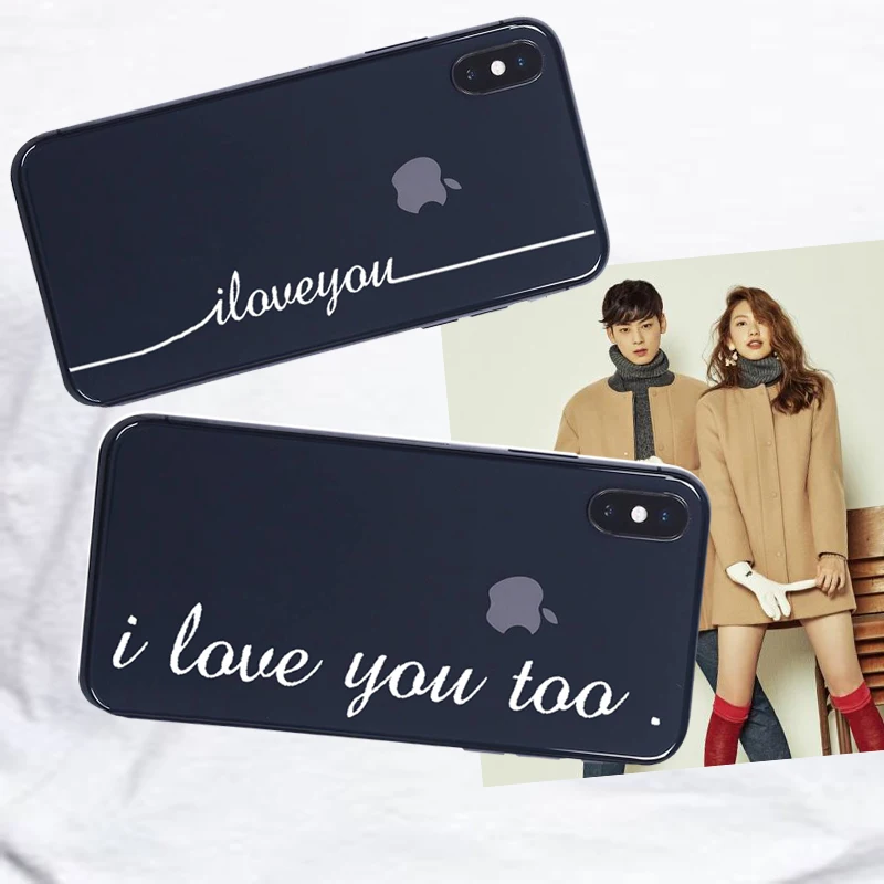 

Letter Print Lovers Phone Case Ultra thin Soft TPU Clear Back Cover For iphone XS MAX 6S 6 7 8 Plus 5 5s SE X XR