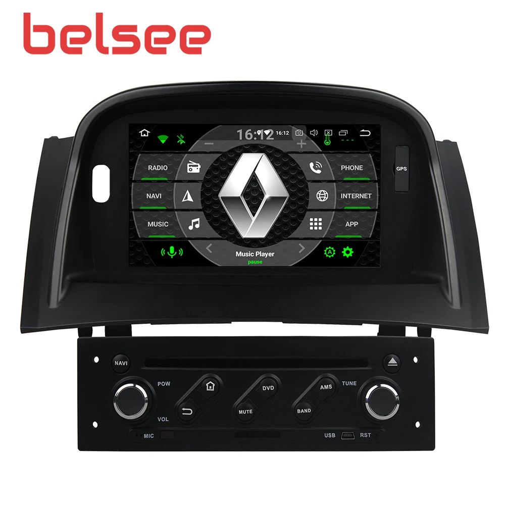 Автомагнитола Belsee для Renault Megane 2 Fluence 2004 2009 Android 9 0 4 ГБ 8 ядер стерео GPS головное