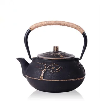 

Hot Japanese Cast Iron Teapot Uncoated Kung Fu Pine Bamboo Plum Tea Pot With Filter Creative Kettle Tetera De Hierro Fundido