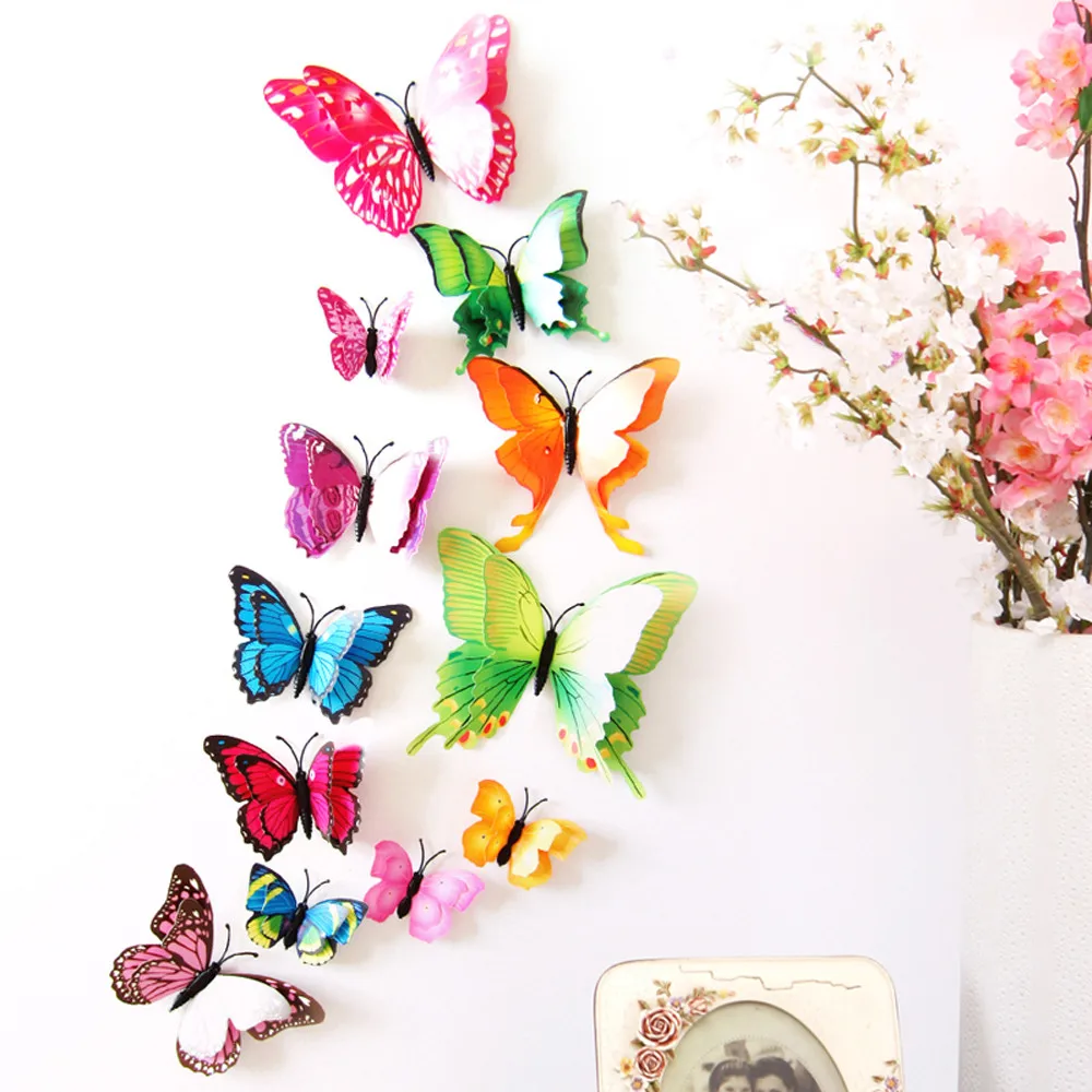 12pcs 3d butterfly stickers Decal Wall Stickers Home Decorations 3D