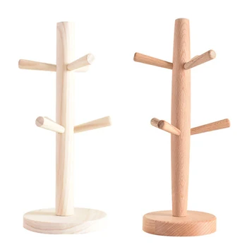 

Cup Holder Tree Stylish Wooden Mug Tree for Storage Coffee Tea Cup Decorative Delicate Anti-Friction H99F