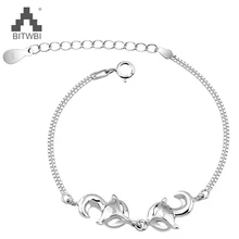 Серебро 925 пробы Браслет милая лиса, животное талисманы Регулируемый дизайн модные вечерние украшения для женщин