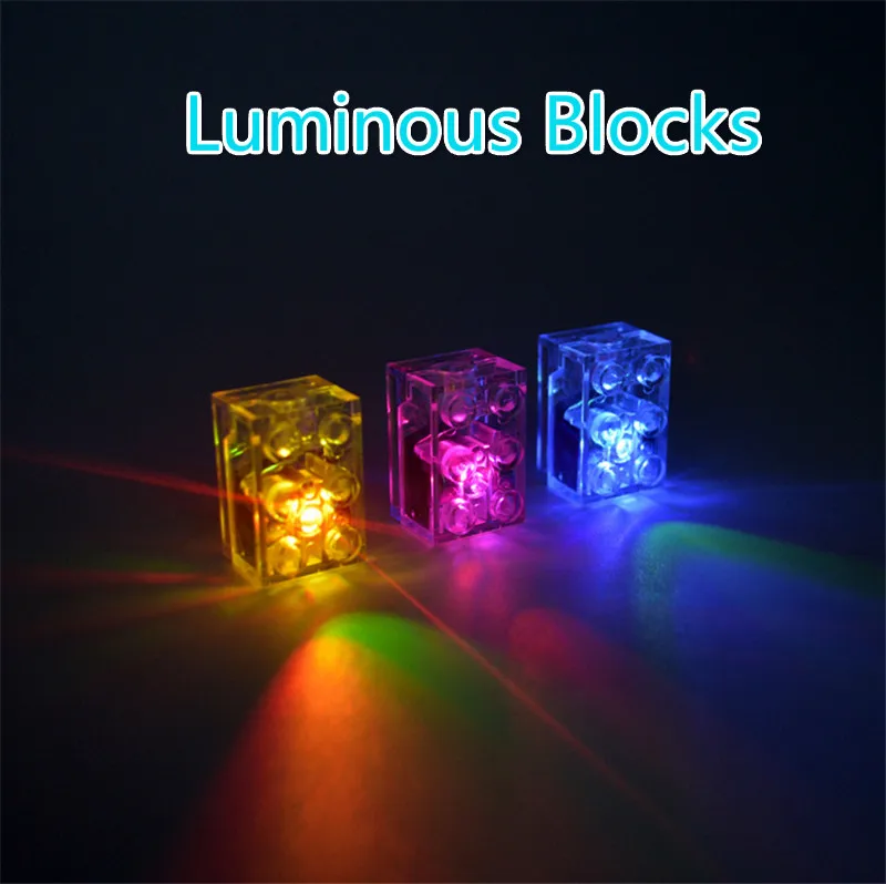

5pcs/lot Luminous Blocks LED Light Diy Strobe Luminescent Double Flash Lamp Colorful Light Legoed Accessories Toys for Children