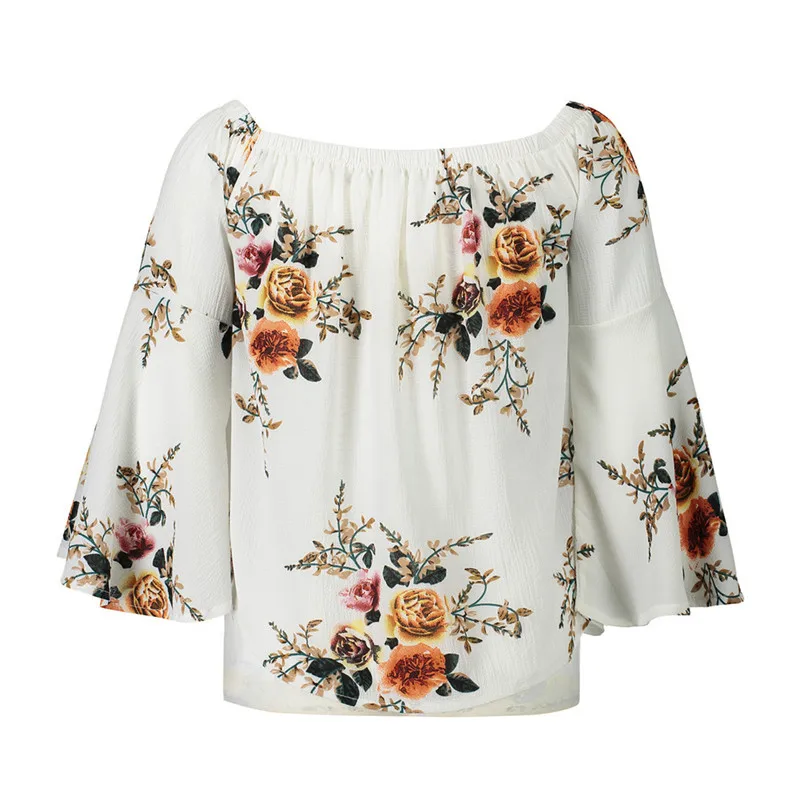 Gladiolus Off Shoulder Summer Blouse Women Flare Sleeve Floral Print Loose Shirt Women 2019 Spring Sexy Womens Tops And Blouses (22)