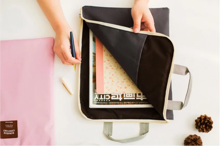 

55557 hot sale cartoon multicolor cute A4 file fabric storage bag notebook book magazine laptop portfolio pen stationery