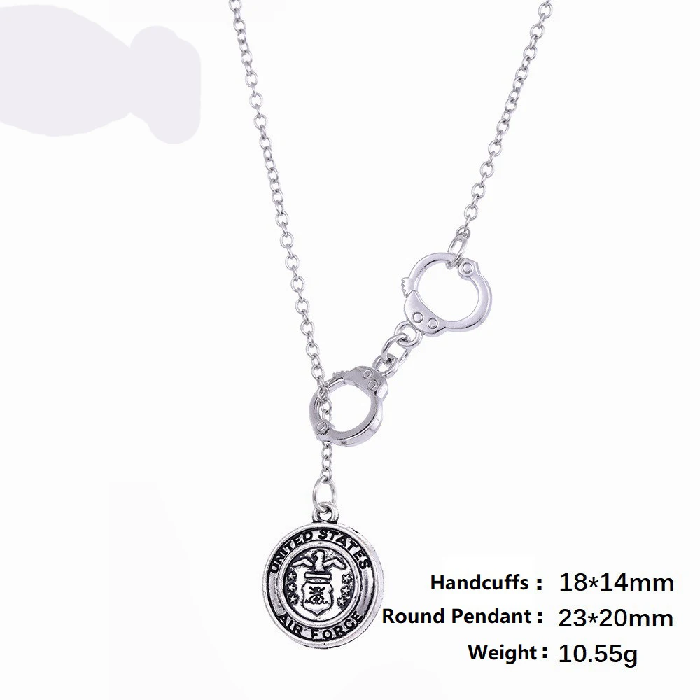 My-Shape-Badge-United-Stated-Air-Force-Pendant-Necklace-Link-Chain-with-Handcuffs-Knot-Choker-Men