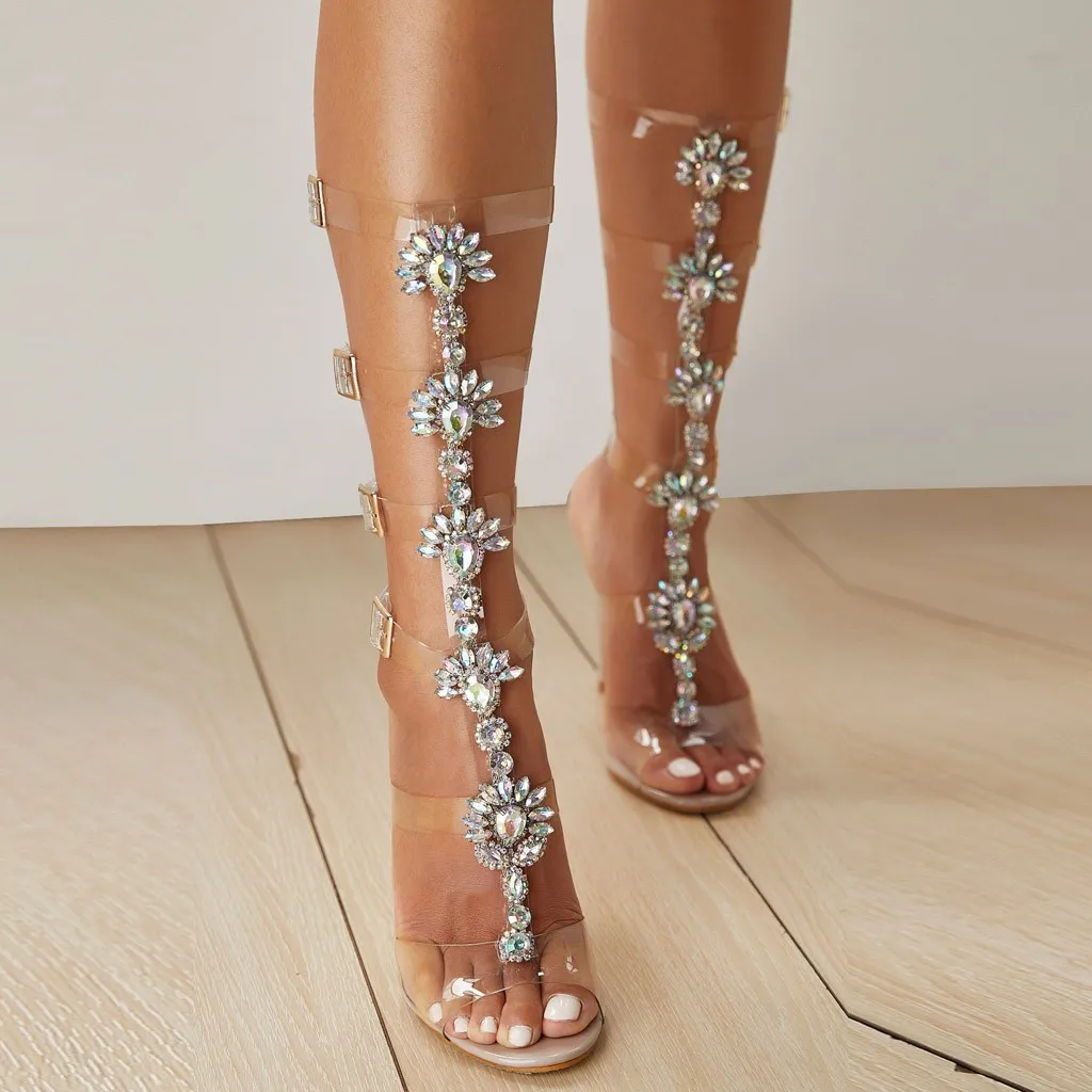 

Brand New Shoes Woman High-Heeled Sandals Bohemia Gladiator Diamonds Wedding Bridal Shoes 2019 Zapatos De Mujer chaussures femme