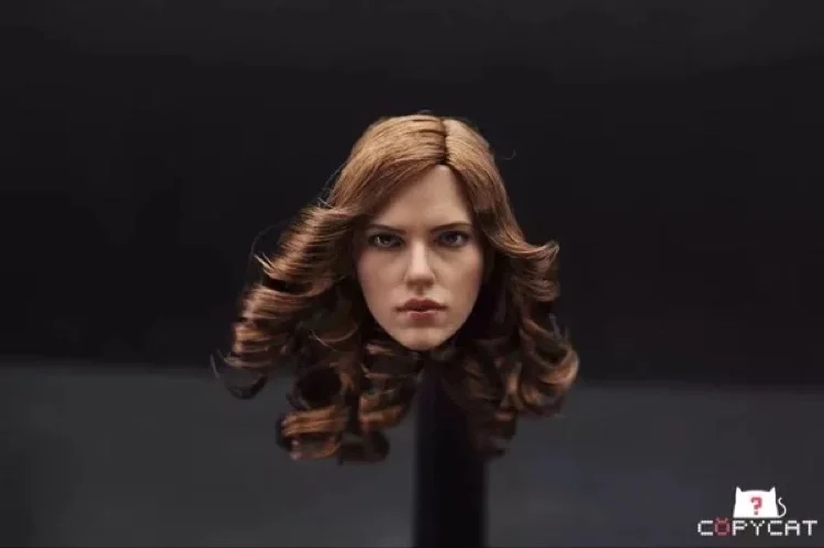 Коллекция 1:6 Scarlett Johansson черная вихревая голова с коричневыми волнистыми волосами