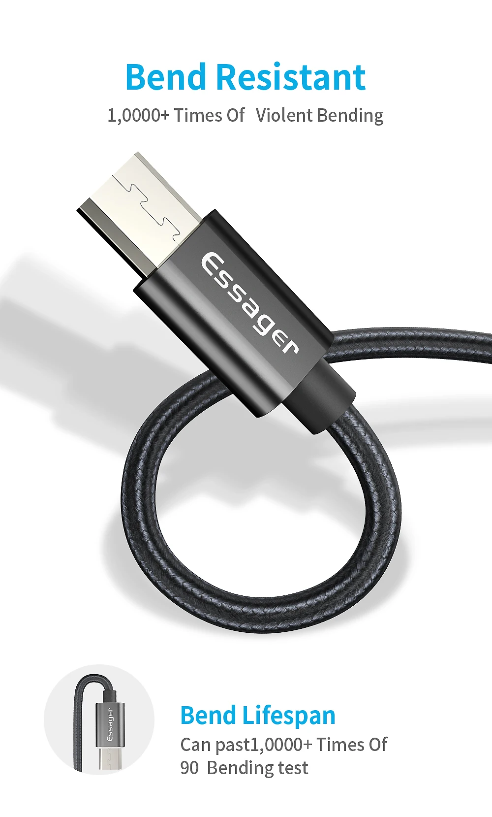 Essager микро USB кабель 2.4A Быстрый зарядный кабель для зарядного устройства провод для Samsung Xiaomi huawei LG htc 2 м микро USB для синхронизации данных и телефонный кабель