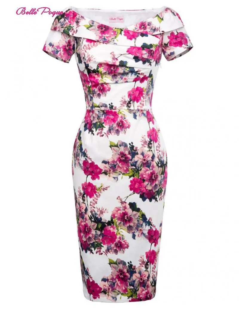 

BP Stock Retro Vintage Short Sleeve Off Shoulder Hips-Wrapped Dress