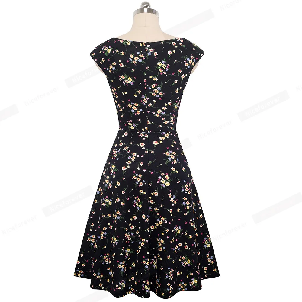 Элегантные вечерние платья в винтажном стиле с цветочным принтом, платье трапециевидной формы с рукавом-крылышком для женщин btyA067