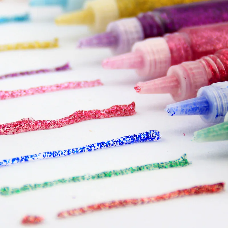 10PC/Pack Glitter Glue Painting Material Decorations Supplie DIY Greeting Card Material Children Hand Craft Painting Flash Paint