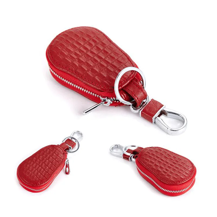 Car Key Bag PU Leather Car Keychain Holder Cover Zipper Keys Pouch ...