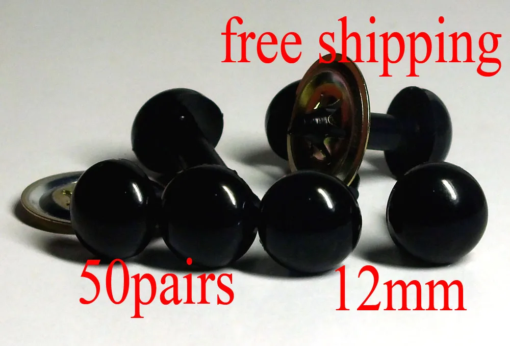 

free shipping!!100pairs Toy Doll Making DIY Cute Eyes For Toys Black Safety Eyes For Doll Toy Crafts--10.5mm