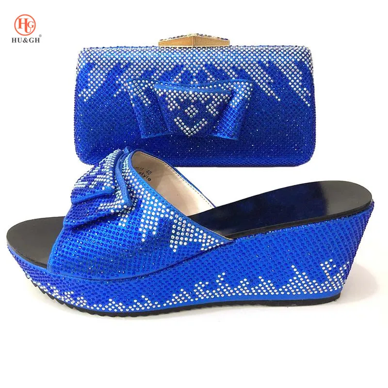 

Royal Blue African Matching Shoes and Bags Italian In Women Italian Shoes and Bags for Women Nigerian Wedding Summer High Sandal