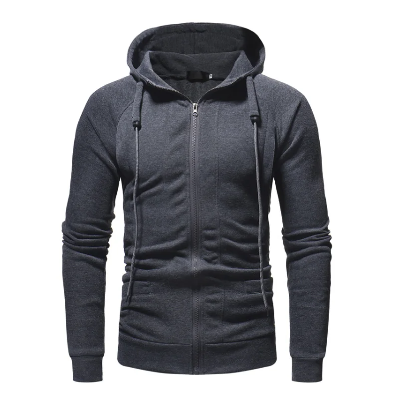 Plus Size Men's Hoodies Tracksuit 2018 Autumn Winter Drawstring Pocket Hooded Sweatshirt Long Sleeve Zip Slim Coat Male Jacket | Мужская