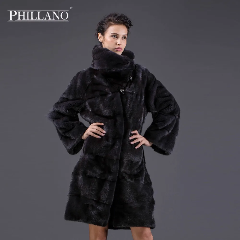 Новинки PHILLANO 2016 Меховое Пальто Отложной воротник Премиум Шубы Из Меха Норки