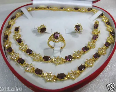 

Shipping>>new hot women's jewelry purple yellow gold Necklace Bracelet Earring Ring